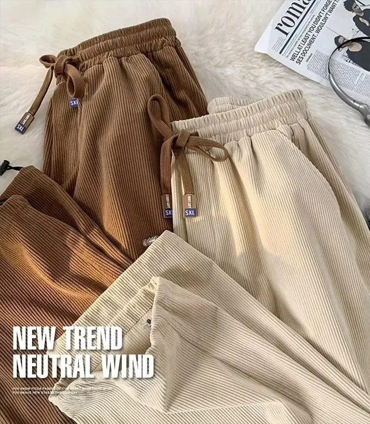 Loose Sweatpants Men Spring Autumn Casual Pants Hong Kong Style Suitable For Teenagers And Adults_voghion.com