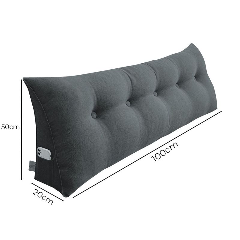 SOGA 4X 100cm Dark Grey Triangular Wedge Bed Pillow Headboard_voghion.com