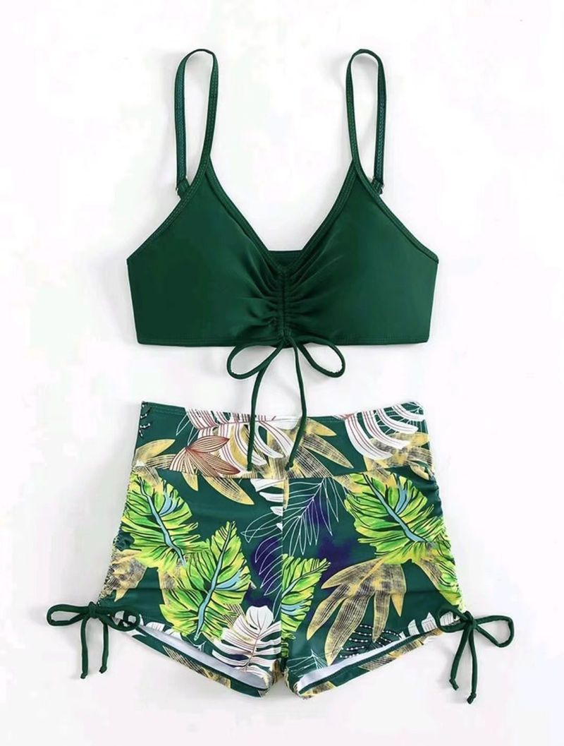 2024 Solid Color Sexy Flat Angle Bikini Women's Split Swimsuit_voghion.com