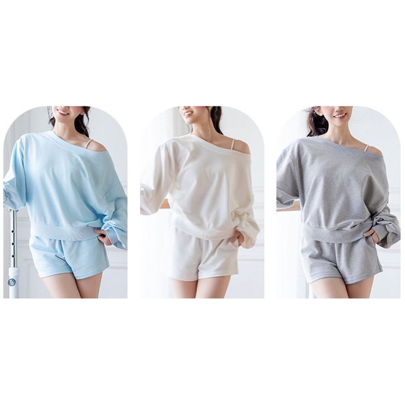 Abbigliamento sportivo da donna, a tinta unita, per autunno e inverno, da corsa, fitness, a maniche lunghe, pantaloncini da yoga, set ampio_voghion.com