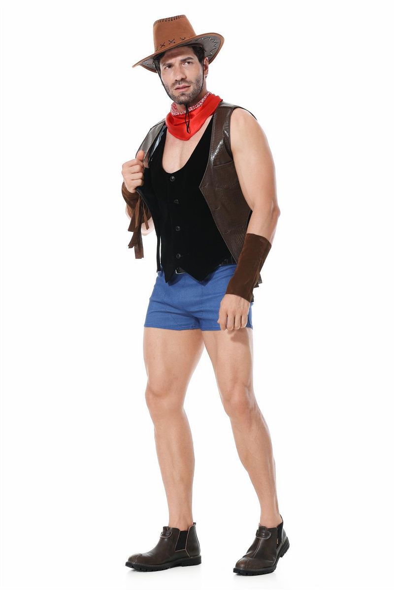 Nowy kostium na Halloween Western Cowboy dla mężczyzn dla dorosłych, do odgrywania ról w barze_voghion.com