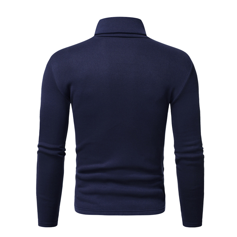 Autumn And Winter Hoodie Men Solid Color Plus Fleece Pullover Turtleneck T-shirt Primer Fleece Hoodie Men_voghion.com