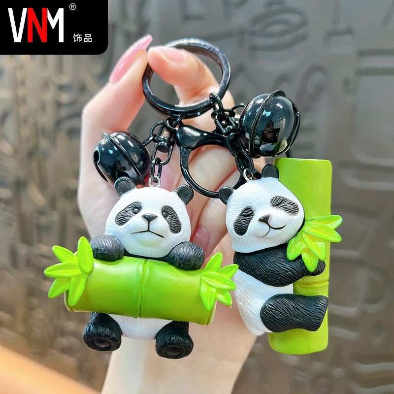 Creative Cartoon Holding Bamboo Exquisite Cute Panda Pendant Backpack Accessory Car Keychain_voghion.com