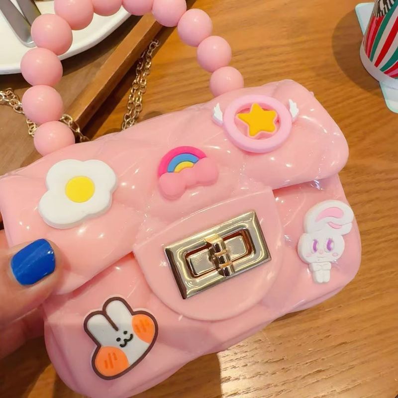 Borsa a tracolla in silicone per monete, per bambine, con cartone animato, in gelatina, per bambine, mini borsa a mano con perle_voghion.com