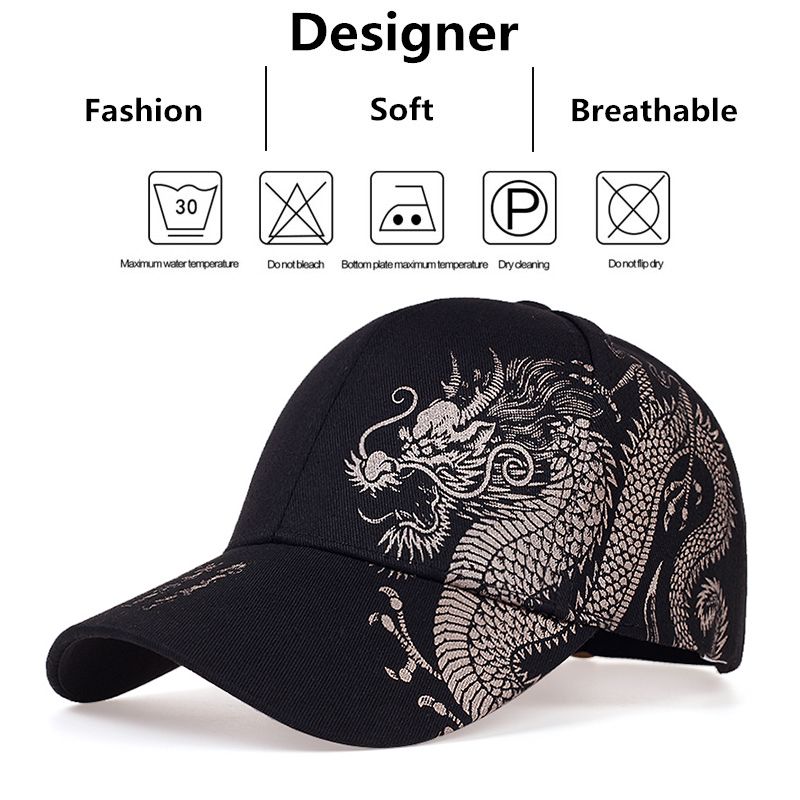 New Arrivals Unisex Golden Dragon Printing Snapback Baseball Caps Spring and Autumn Outdoor Adjustable Casual Hats Sunscreen Hat_voghion.com