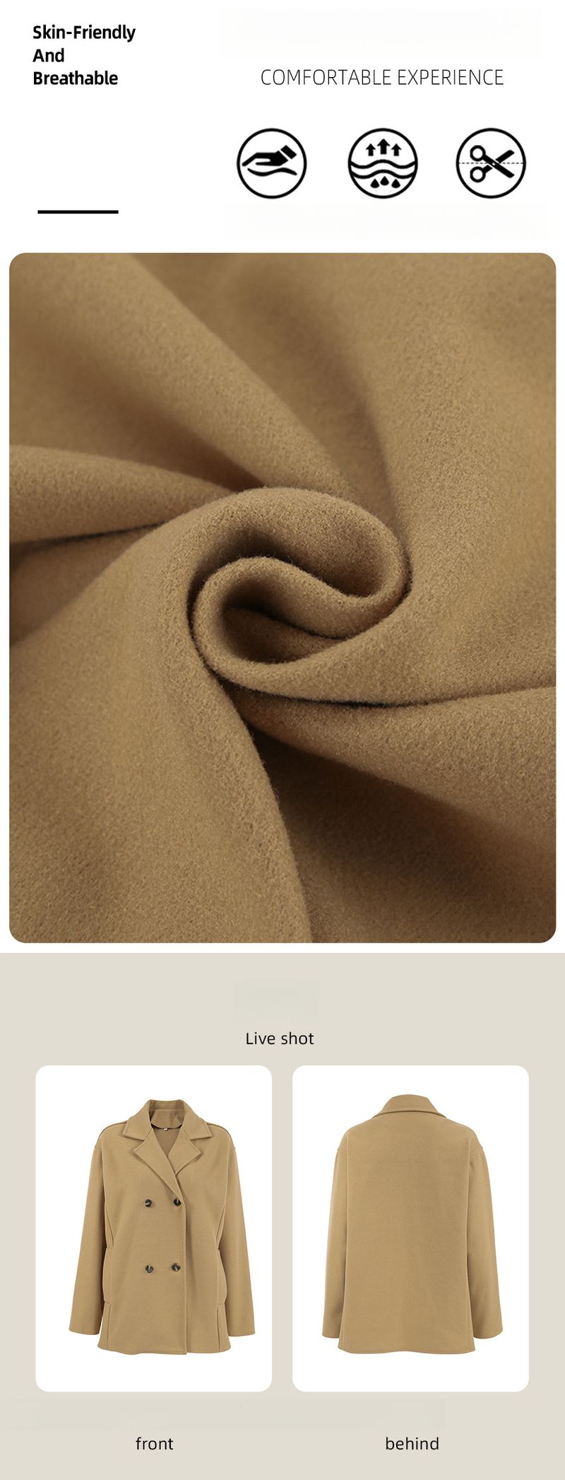 2025 Herbst-Winter-Wollmantel, mittellang, locker, verdickt, braun, zweireihig, Wolljacke, Pendler-Damenbekleidung_voghion.com