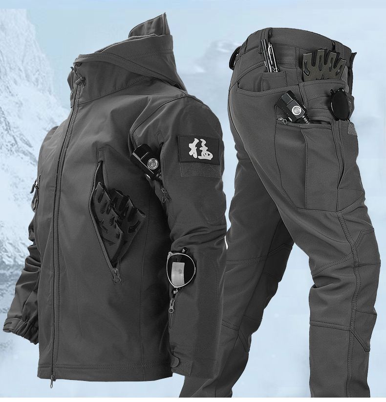 Chaqueta de invierno para hombre Shark Skin Soft Shell con forro polar, cálida, impermeable, cortavientos, para montañismo, esquí y ciclismo._voghion.com