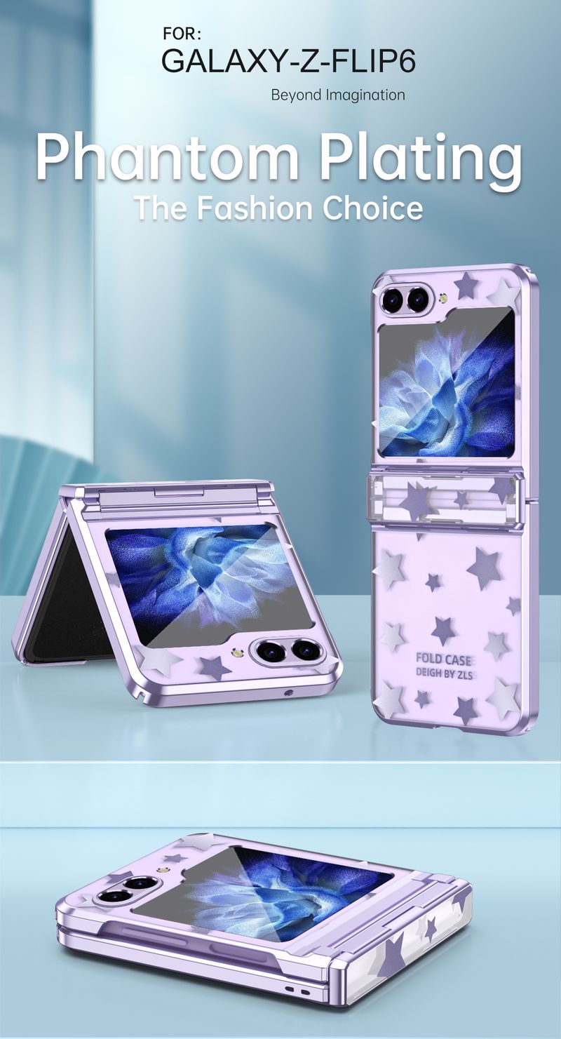 Electroplating Star Pattern Phone Case for Samsung Galaxy Z Flip 6 5 4 3 Flip6 Flip5 Flip4 Flip3 Protective Cover_voghion.com