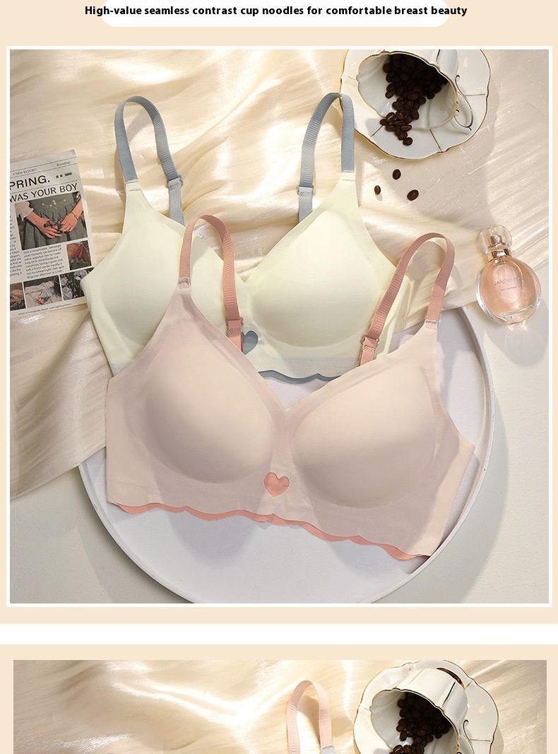 Underwear for teenage girls, thin, seamless, without steel rings. Small gathered and gathered, paired with large breasts_voghion.com