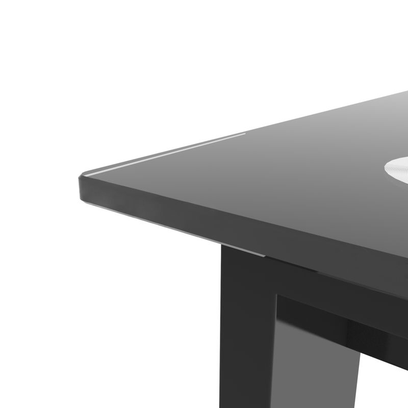Modern tempered glass black dining table; simple rectangular metal table legs living room kitchen table_voghion.com
