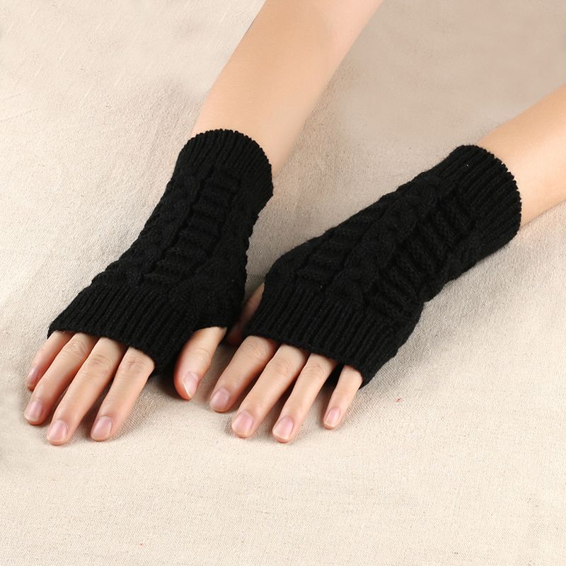 Men's Gloves Winter fingerless gloves women's computer short gloves warm and long gloves Japanese and Korean popular half finger wool flat gloves_voghion.com