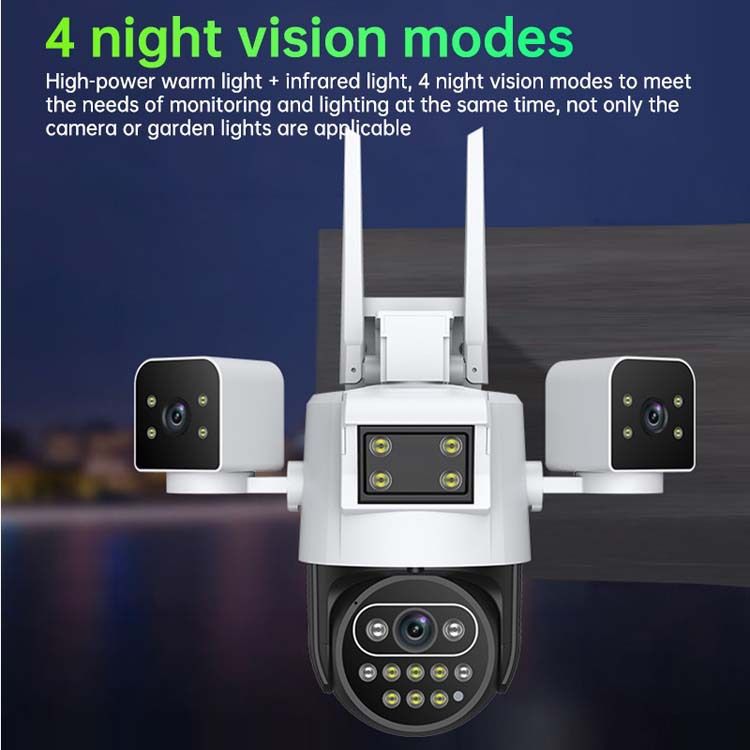 6MP WiFi/4G Outdoor Security Camera With Triple View, Smart Night Vision, Remote Monitoring, IP66 Waterproof,_voghion.com