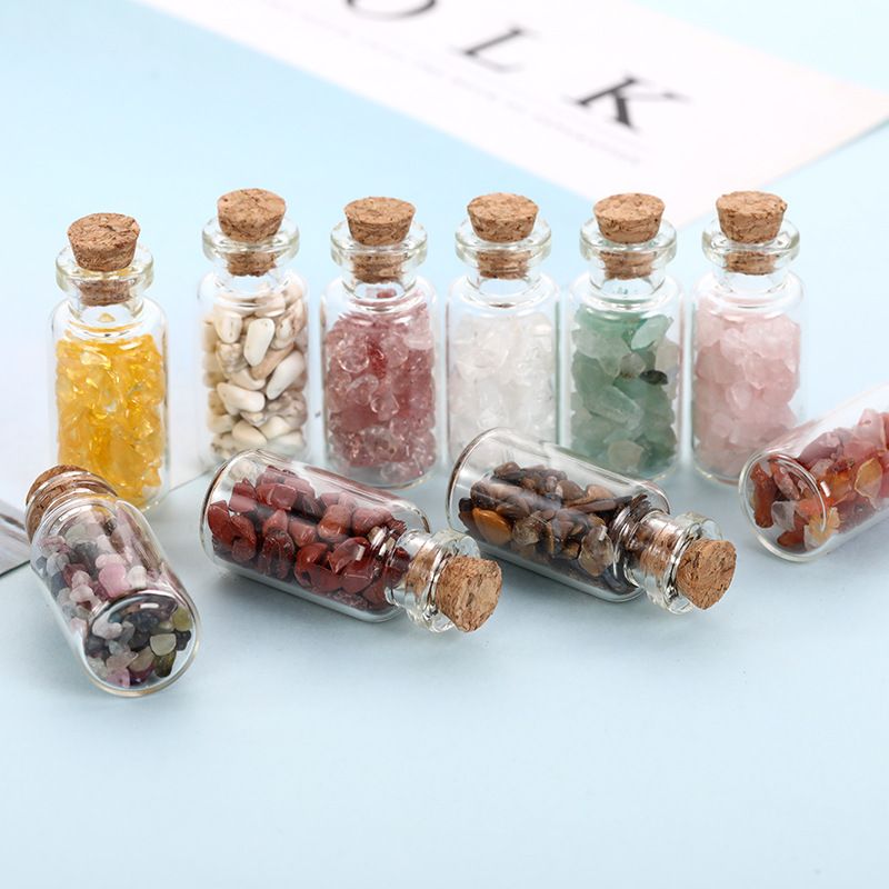 Mini bottiglia di profumo in agata dei desideri, pietra frantumata colorata e cristallo naturale_voghion.com