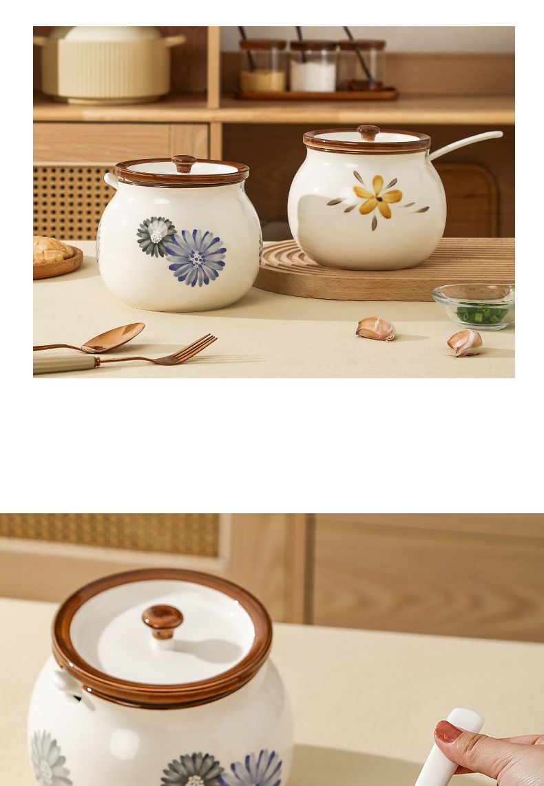 Keramik Schmalzglas Haushalt Hochtemperaturbeständiger Überzogener Löffel Chiliölglas Ölspritzer Chiliglas Fleischölglas Retro_voghion.com