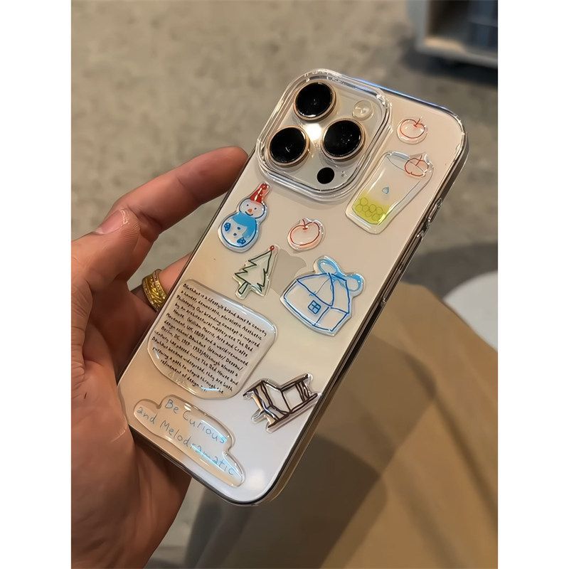 【 1038 Items Sold Within 3 Days 】 Art Drip Glue Snowman Suitable For IPhone 16/15 Promax Transparent 14 Premium 13_voghion.com