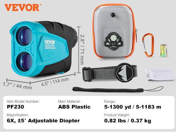VEVOR Golf Rangefinder, 1300 Yards Laser Golfing Hunting Range Finder, 6X Magnification Distance Measuring, Golfing Accessory With External Magnet Mount, High-Precision Flag Lock, Slope, And Batteries_voghion.com