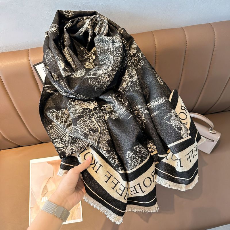 Luxury Winter Shawl Wrap - Soft Faux Cashmere Scarf With Leaf Pattern, Extra Long & Warm For Women, Versatile Fashion Accessory_voghion.com