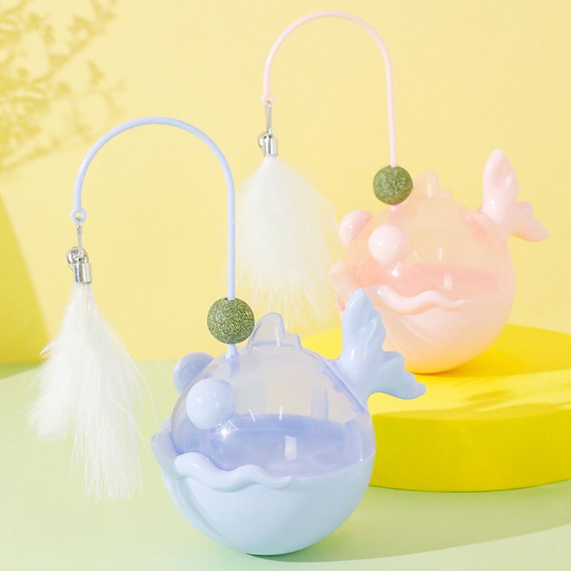 Realizzato in erba gatta, giocattolo interattivo con piume, giocattolo per gatti semovente, mangiatoia per cani e gatti di PawParty Store_voghion.com