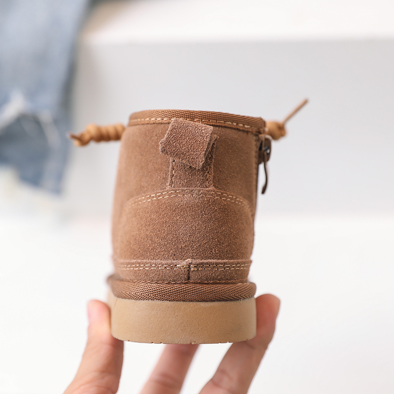 Little Black Horse – bottes de neige pour enfants, bottes d'hiver en coton pour bébé, en cuir véritable givré, pour garçons et filles_voghion.com