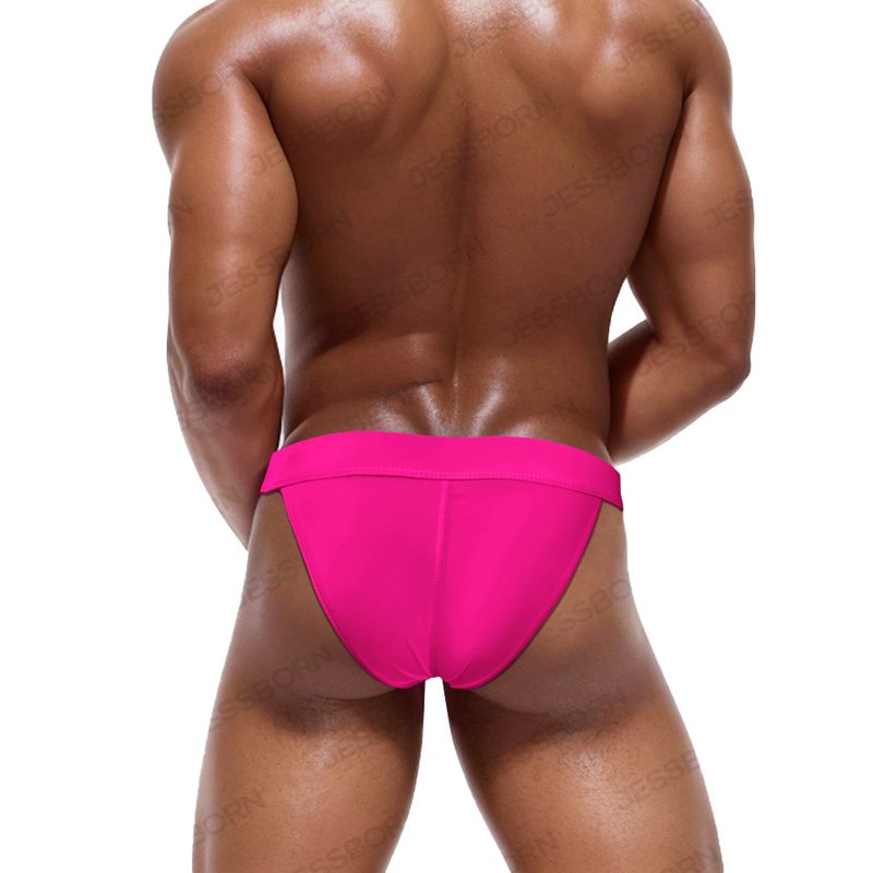 JESSBORN- Pantaloni da Nuoto a Forma di T con Forcella Alta e Bottone in Metallo Singolo da Uomo_voghion.com