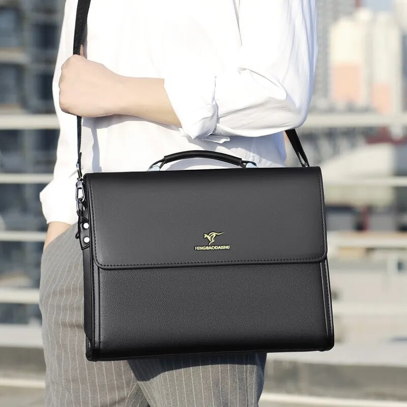 Aktentaschen aus Leder für Männer Designer Work Business Tote Bolsas Schwarze Handtasche Schulter Anwalt Square A4 Side Crossbody Bag_voghion.com