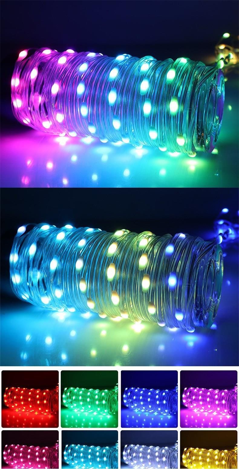Luci LED RGB Bluetooth intelligenti con telecomando USB - Luci fatate che cambiano colore da 5 m/10 m/20 m per Natale, feste, matrimoni_voghion.com