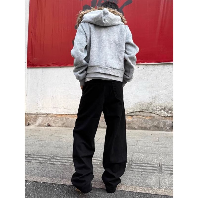 Men's Clothing Belt Machete Retro Overalls Loose Three Dimensional Lines Slim Pants Men_voghion.com