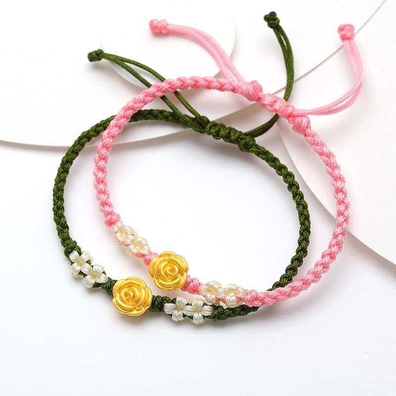 Sand gold new rose bracelet gold shop with transfer beads woven hand rope women's supply_voghion.com