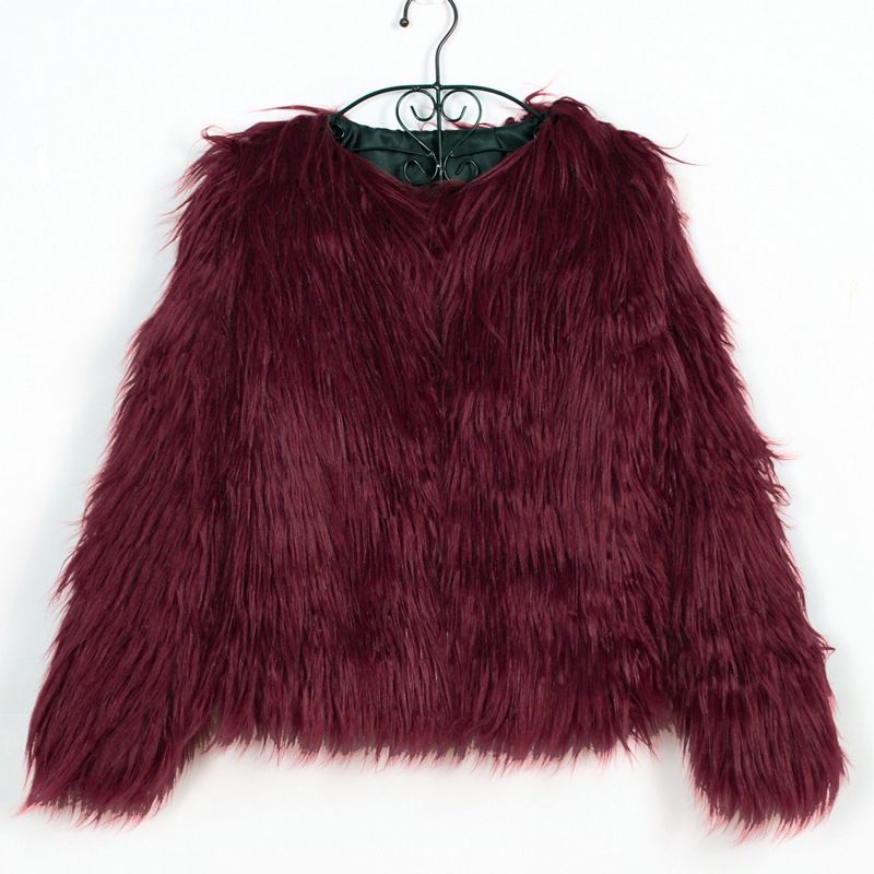 Damenbekleidung Pelzmantel für Damen im neuen Stil, gewaschener Wollmantel, kurzer kragenloser Pelzmantel in Übergröße_voghion.com