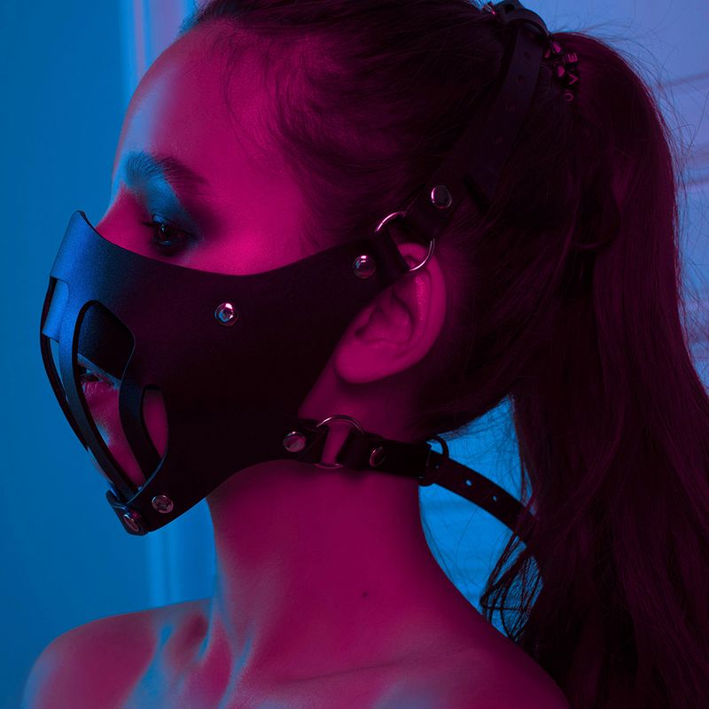 Eroottinen naamio Seksikäs PU-nahkainen puolikasvot BDSM-häkkinaamiot Halloween-punk-bileet Cosplay-naamiot Fetissi Eroottiset asusteet Nainen_voghion.com