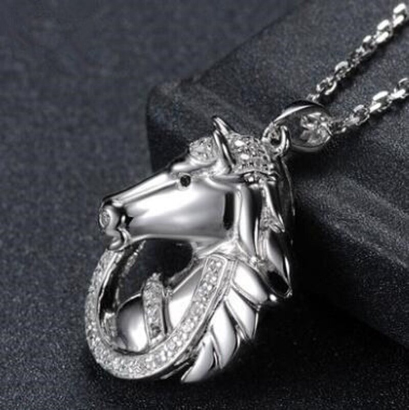 Collar con colgante de caballo de tendencia de diseño creativo personalizado para hombres de nueva moda_voghion.com