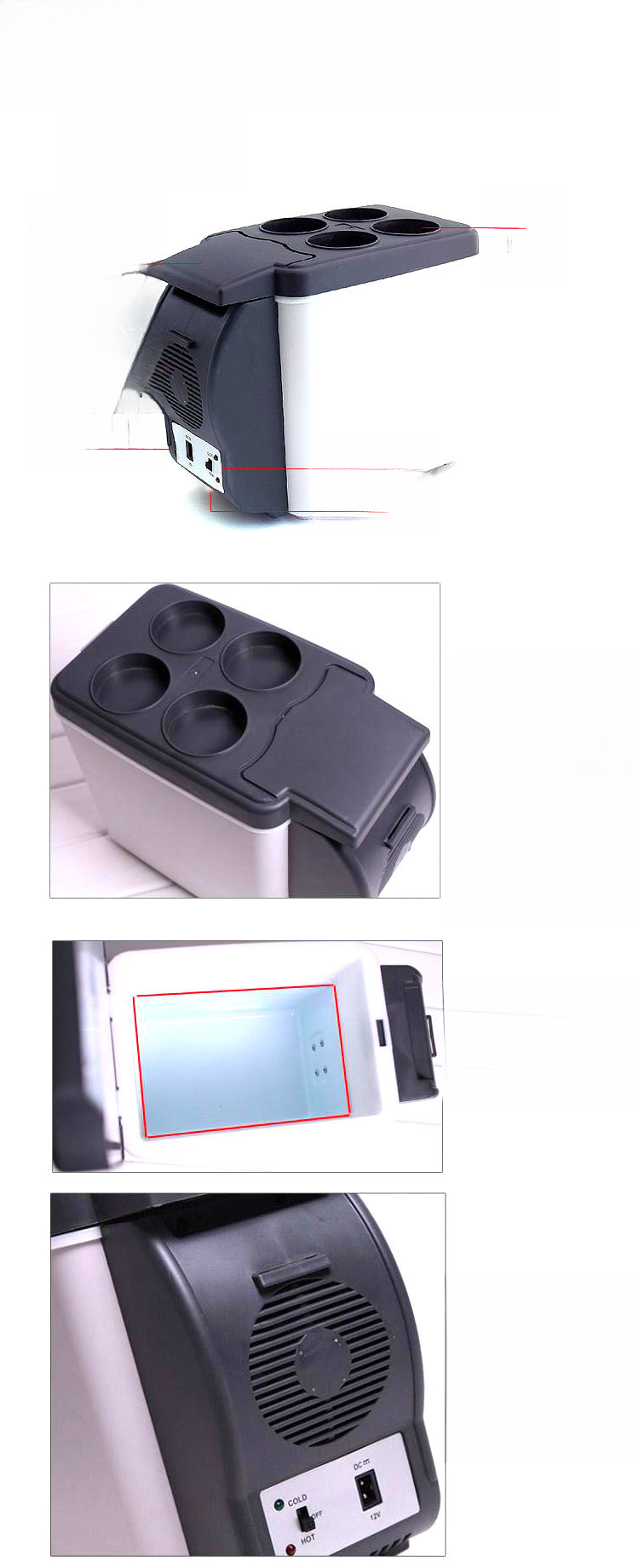 Mini réfrigérateur électronique portable 12 V pour voiture et maison, double usage, 6 L, réfrigération, stockage, chauffage et refroidissement, boîte automobile_voghion.com