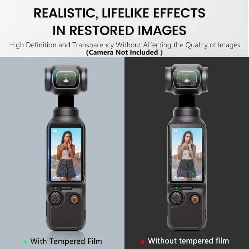 Protector de pantalla para DJI Osmo Pocket 3 Creator Combo, película de vidrio templado HD de dureza 9H, protector de pantalla LCD + protector de lente (paquete de 2)_voghion.com