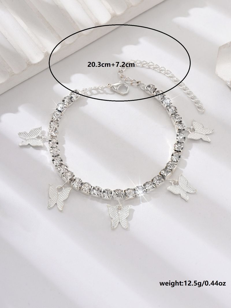 Creative rhinestone small butterfly minimalist temperament, claw chain, tassel anklet, fashionable beach jewelry_voghion.com