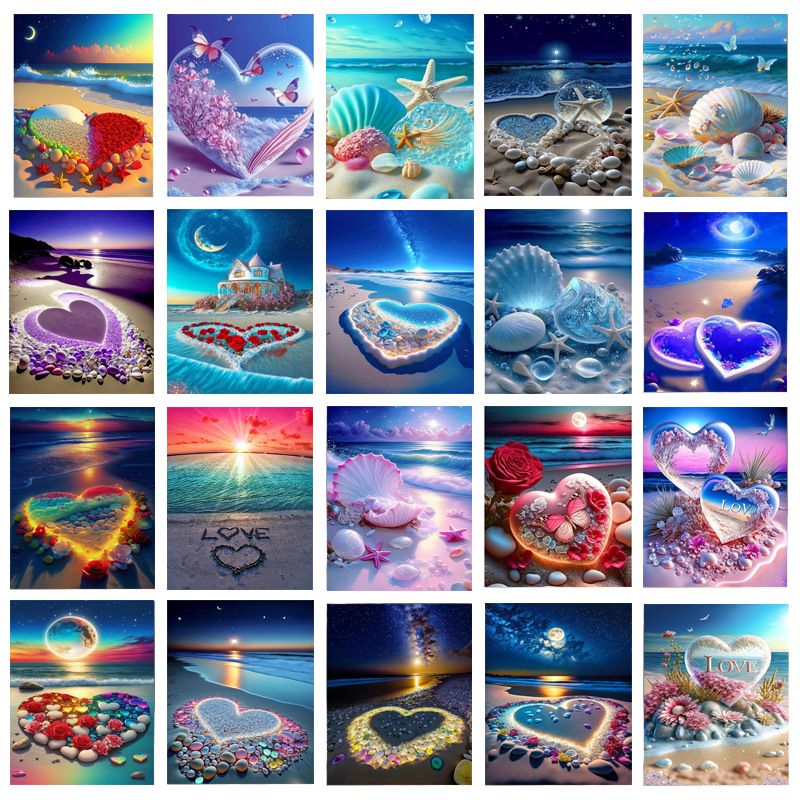 Pittura a diamante 5D piena di diamanti paesaggio marino spiaggia cristallo pietra ricamo a diamante fai da te_voghion.com