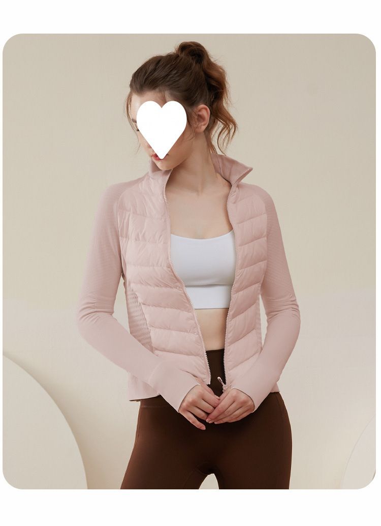 Abbigliamento sportivo leggero in pile di cotone per donna, giacche calde antivento autunnali e invernali, abbigliamento da corsa e yoga,_voghion.com