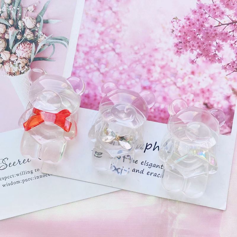 Colorful Bow Transparent Bear Retractable Folding Phone Bag Stand Desktop Universal_voghion.com