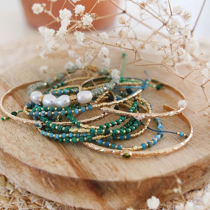Women's Jewelry - Natural Grape Seed Beaded Bracelet, Minimalist Miyuki Seed Bead Handmade Bracelet, Geometric Boho Style For Everyday Wear_voghion.com