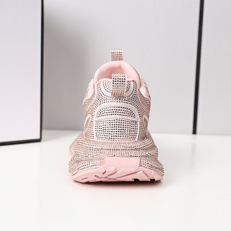 Starry Sky Water Explosion Street Style Women's Doubles Lace 2025 Thick Bottom Full Diamond Luxury Casual Dad Shoes_voghion.com