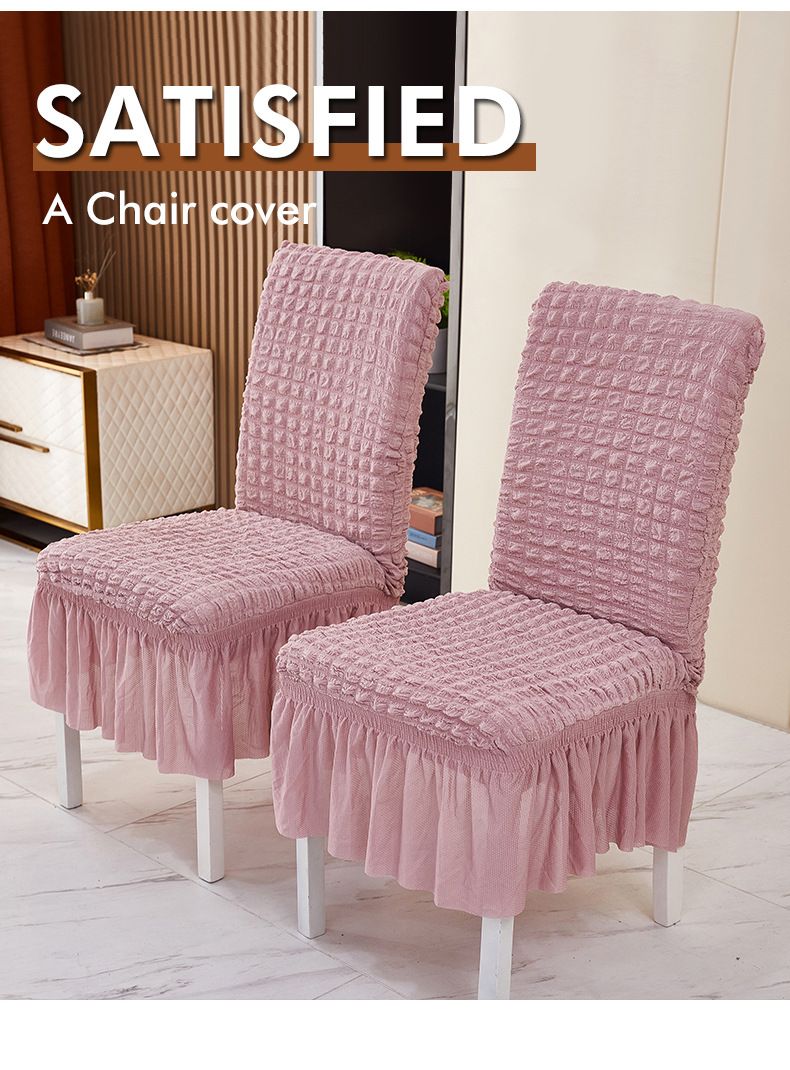 Housse de chaise extensible en polyester - Ajustement universel, infroissable et anti-poussière - Design élégant à volants en 14 couleurs tendance_voghion.com