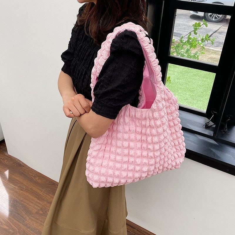 Damen-Tragetaschen, faltbare Luftpolstertasche, Schultertasche für Mädchen, Lunchtasche, große Kapazität, Wolken, Unterarm-Tragetasche_voghion.com