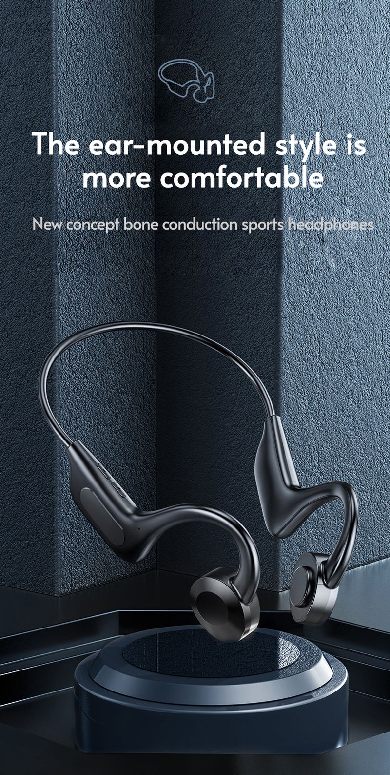 Earphones Wireless Bluetooth Bone Conduction Headphones Neckband Sport Headset with TF Card MP3 Player For Android IOS_voghion.com