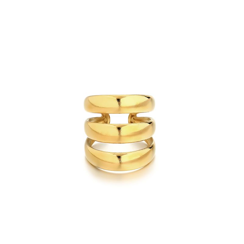 New Personalized Stainless Steel Ring Vacuum Electroplated Gold Pearl Irregular Open Hand Jewelry_voghion.com