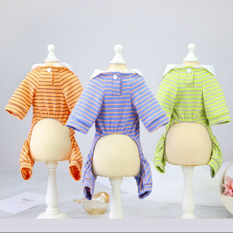 Haustier Hund Herbst und Winter Teddy Haustiere, vierbeinige Hoodies, Wollkleidung, 21 gestreifte Hauskleidung_voghion.com