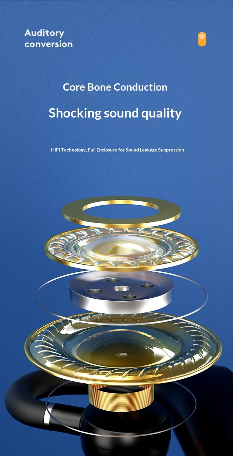 W8 Bone Conduction Bluetooth New Digital Display Wireless Ear-hook Sports Running Business Earphones Cross-border_voghion.com