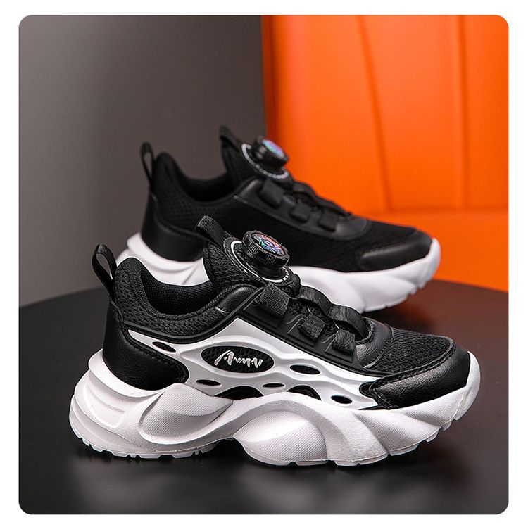 Boys' Sports Shoes Autumn 2024 New Children's Shoes Mesh Breathable Dad Shoes For Middle And Large Children Boys Rotating Buckle_voghion.com