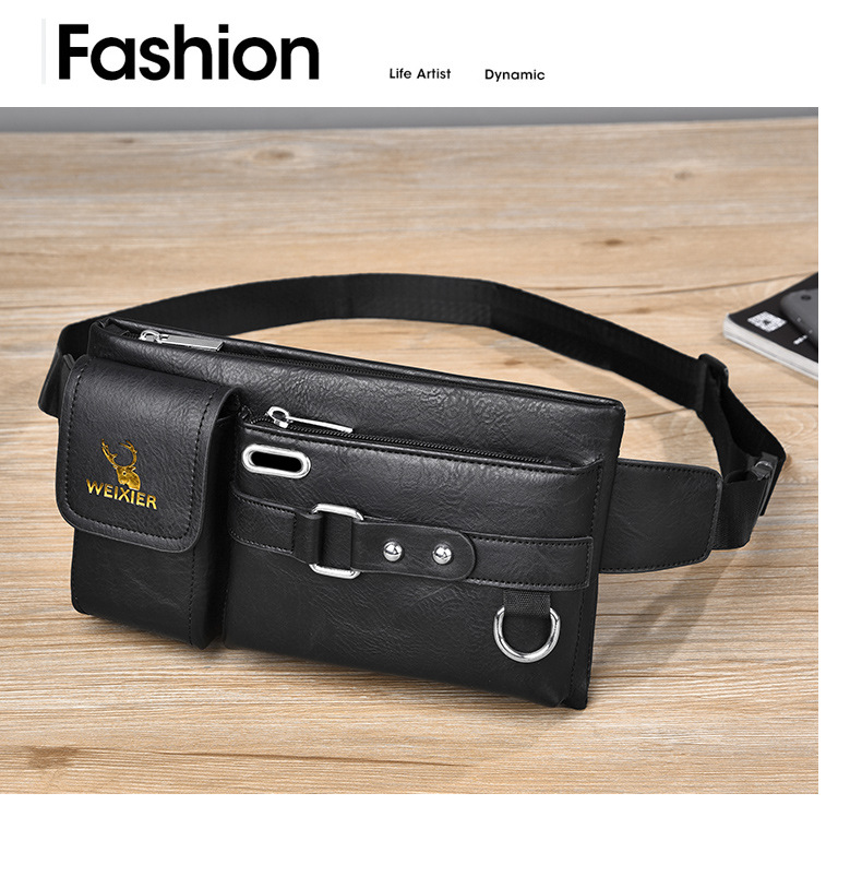 Herren-Umhängetasche, Umhängetasche, taktische Brusttasche für den Sommer, Handy-Hüft- und Hüfttasche, multifunktionale Brusttasche, Retro-PU-Hüfttasche_voghion.com