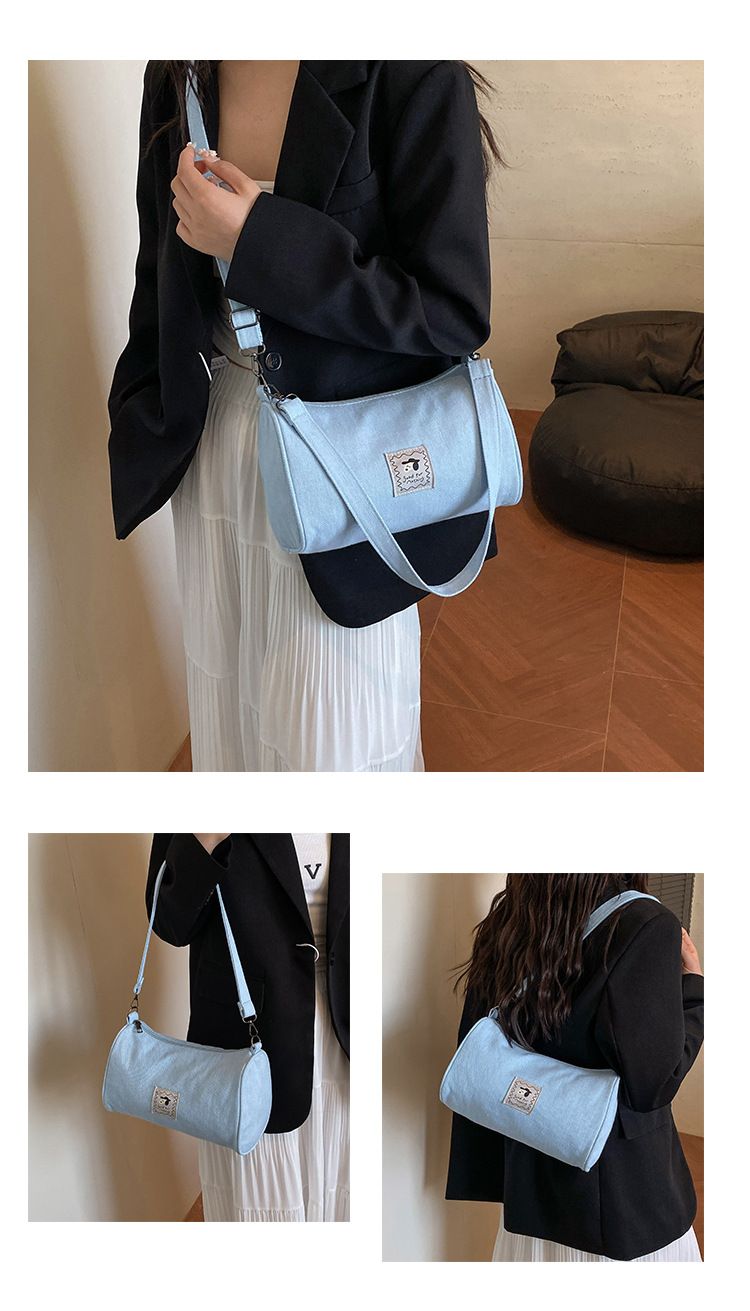 Borsa a secchiello da donna, popolare, casual, in denim, da viaggio, a tracolla, monospalla, cilindrica, da donna_voghion.com