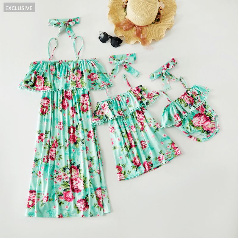 Mutter & Kinder 2024 Sommer Heißer Druck Verstellbare Schnalle Eine Schulter Mutter Kind Baby Lose Eltern-Kind Outfit_voghion.com