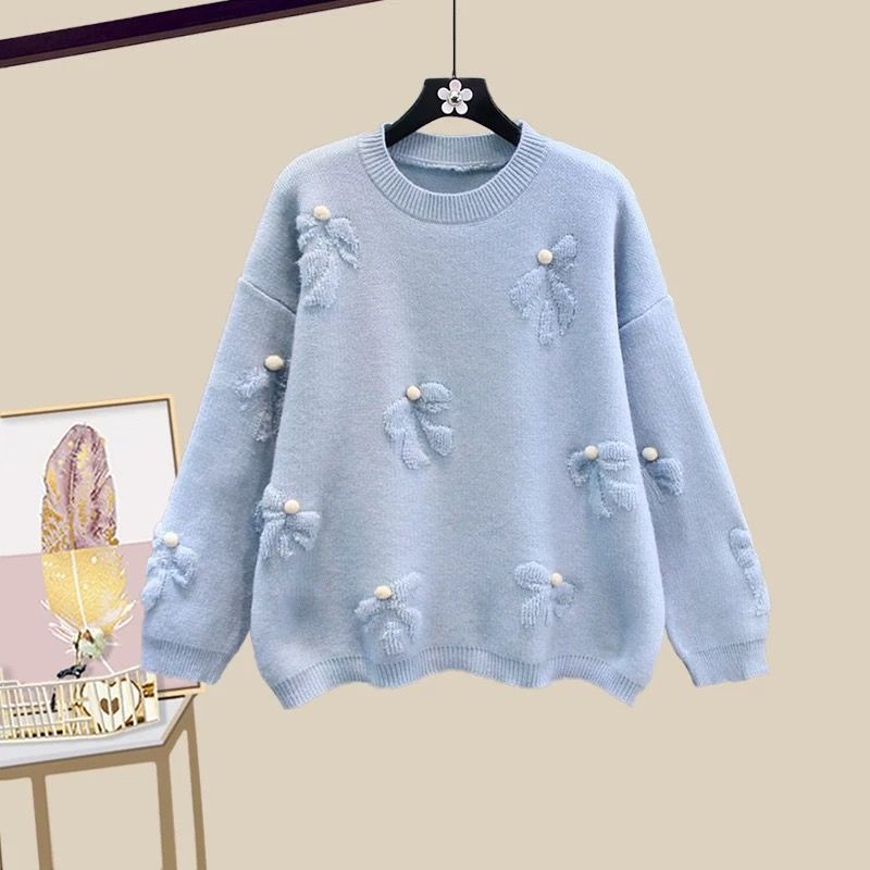 Bohemian Knit Set - Vintage-Inspired Crochet Sweater & A-Line Skirt With Chinese Knot Buttons (Soft Cotton, Loose Fit, Multiple Colors)_voghion.com